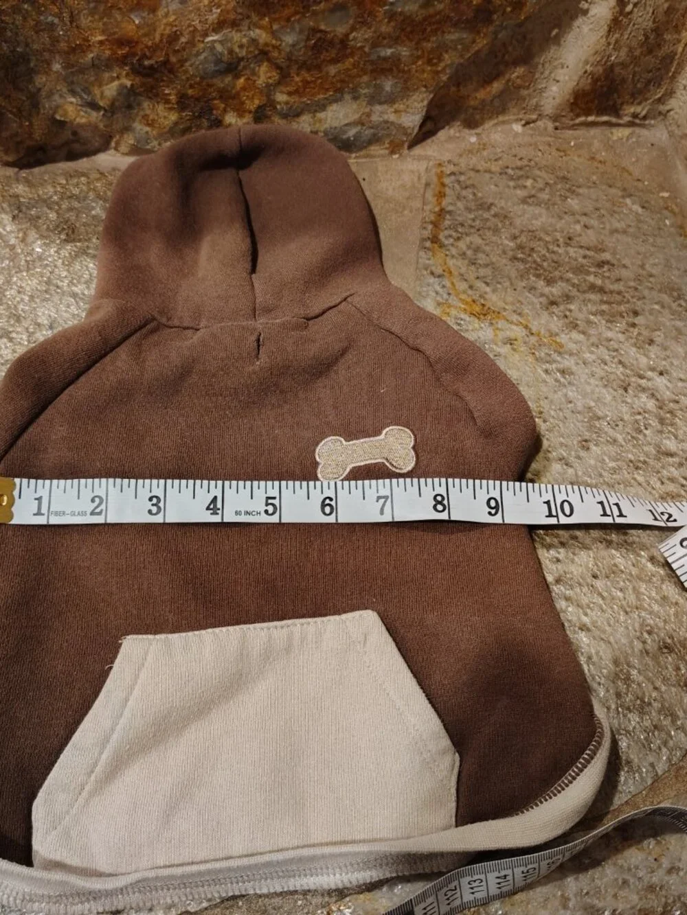 Pup Crew Dog Cat Pet Chocolate Brown Hoodie Size Medium Bone